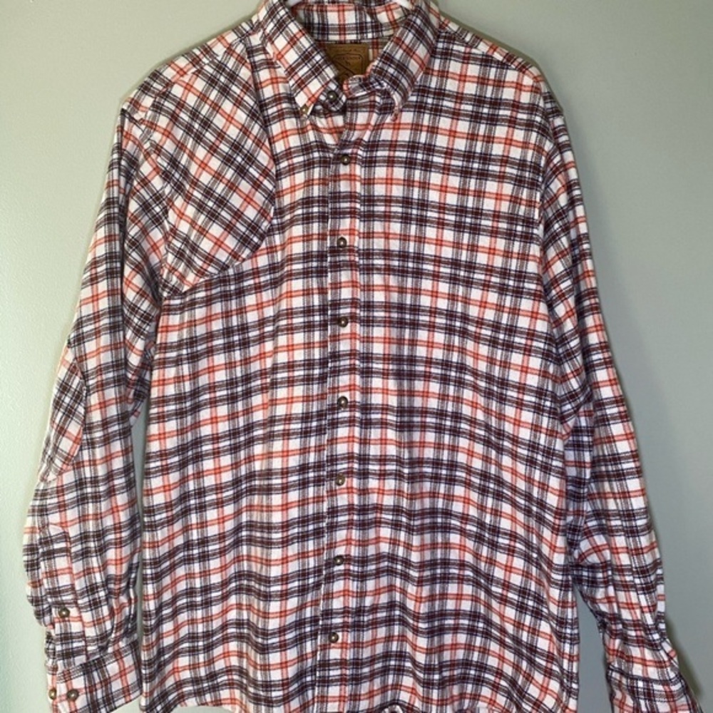 Flannel Over &‎ Under Rod & Gun Collection Brown Red White Button Down Size XL